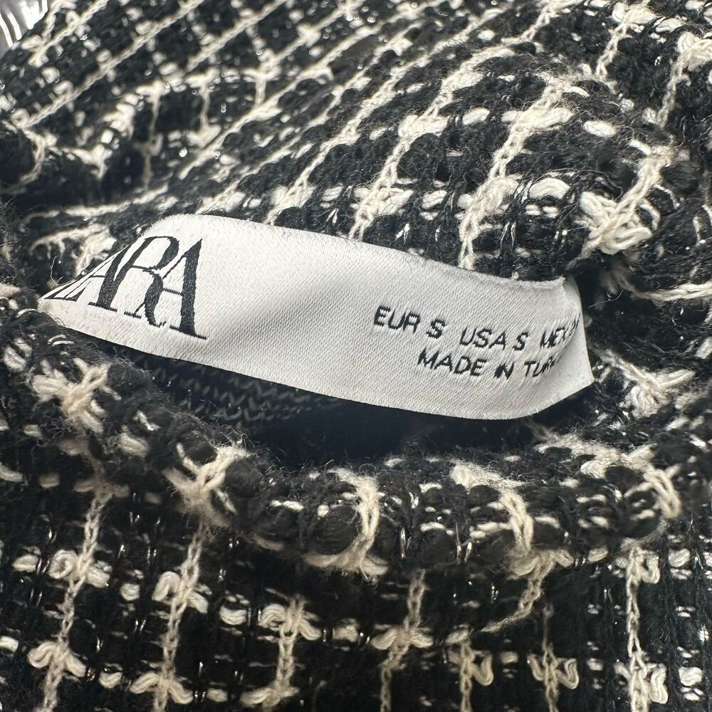 Zara Tweed Midi Dress Sizs Small Sleeveless Turtleneck Raw Hem Classic Old Money - Picture 10 of 11